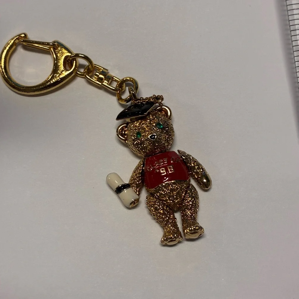 Vintage Teddy Bear Keychain with Red Accents - Picture 4 of 6